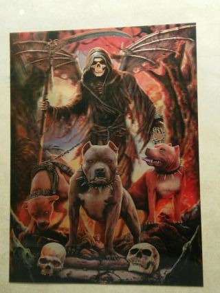 Grim Reaper Pitbull Lenticular Poster 3d Print 3 Images In One Print