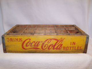 Vintage Yellow 1968 Wooden Coca - Cola 24 - Bottle Crate