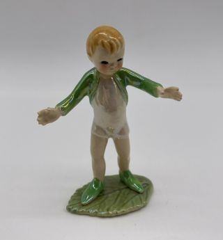 Hagen Renaker Specialties Pixie Boy On Leaf Figurine Iridescent Vintage