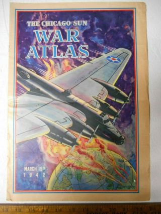 Rare 1942 War Atlas,  Chicago Sun,  World War 2,  Maps,  Battles,  Hard To Find