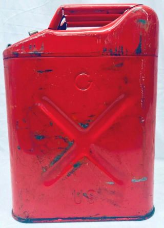 Usmc Icc - 5l (20 - 5 - 68) Vintage Us Metal “g” Fuel Gas Can / 1968 Military Hunting