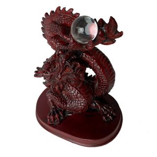 Dragon With Pearl Of Wisdom Resin Red