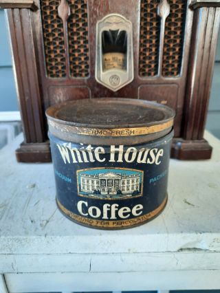 Vintage White House Label Coffee Tin One Pound.