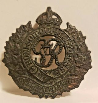 Wwii Kc Royal Canadian Engineers Rce Cap Badge Birks Marked