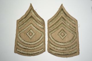 1sg Sergeant Rank Chevrons Khaki Twill Patches Pair Wwii Us Army C1646