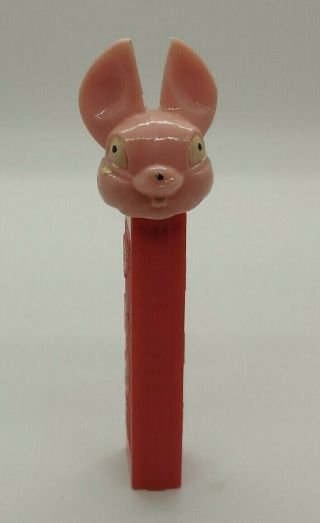 Vintage Pez Fat Ear Pink Easter Bunny Dispenser Wide Ears No Feet Red Stem