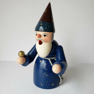 Vintage Wooden Wizard Figurine Rosenthal German Hand Painted Figure Sorcerer