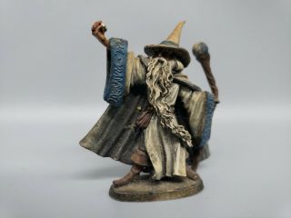 Vintage Pewter Sorcerer Wizard With Crystals By Artist Tom Meier 1988 0001