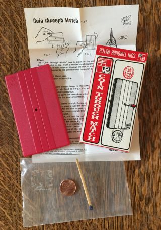 Vintage Coin Through Match Kids Magic Secret Trick T - 17 Japan Tenyo Co