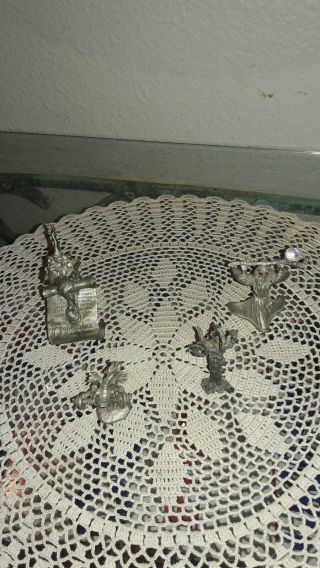 4 Miniature Pewter Figurines,  Wizards,  Dragon,  Sorcery,  Ray Lamb,  Perth Pewter,
