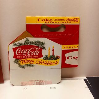 Rare Near 1950s Coca - Cola Christmas 6 Btl Cardboard Carrier -
