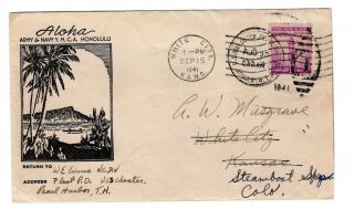 Aug 1941 Sub Detch Pearl Harbor Hawaii Cover Uss Chester Ymca Cachet