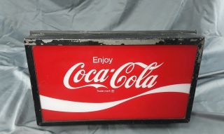 Vintage Enjoy Coca Cola Pop Cooler Sign 8 X 14 Inch Heavy Metal Frame