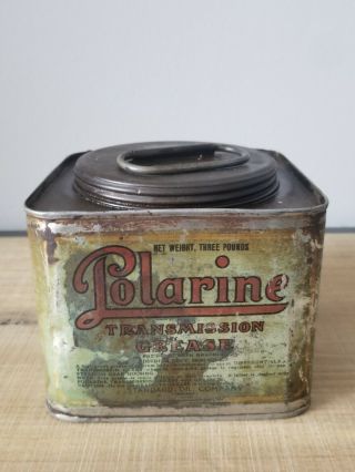 Vintage Standard Oil Co.  Polarine Transmission Grease Can,  3 Lb,  Full