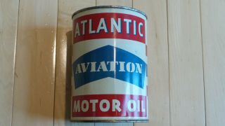 Vintage Atlantic Aviation Motor Oil One Quart Philadelphia Can