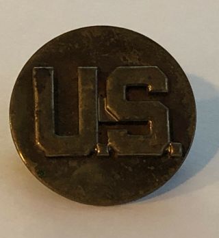 Ww2 Us U.  S.  Military Army Collar Disk Uniform Insignia Brass Clutch Wwii V Pin