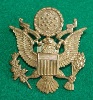 Wwii Us Army Officer Combination Cap (gold) Insignia Pin