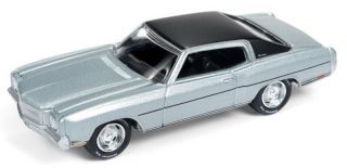 1/64 Johnny Lightning Muscle Cars 1970 Chevrolet Monte Carlo In Silver With Blac