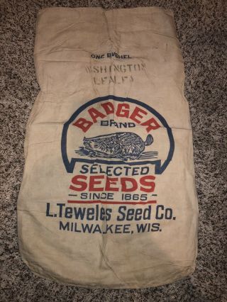Vintage Badger Brand Seed Sack Alsike Farm Feed Cloth Bag L Teweles Milwaukee Wi