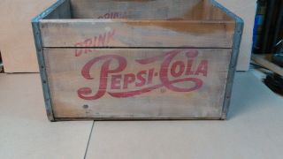 Vintage Drink Pepsi Cola Tall Wooden Soda Pop Crate Case Box Carrier 1954