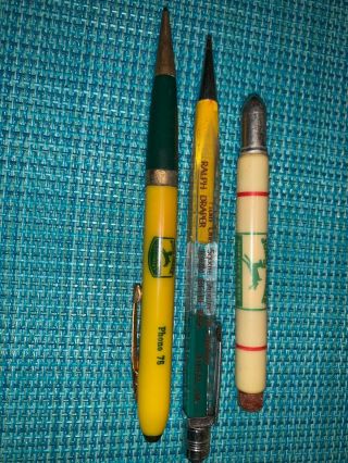 Vintage John Deere Bullet Pencil And Mechanical Pencils,  Iowa & Illinois : Ii