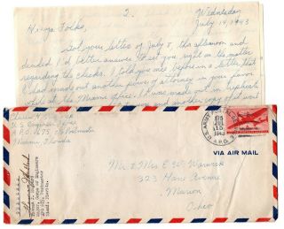 Wwii 1943 Apo 675 Recife Brazil Cover,  Letter Censored