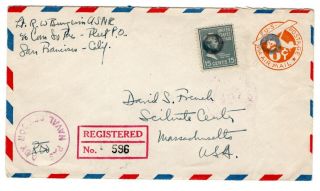 Wwii Prexie Registered Us Navy Commander South Pacific Hawaii Cover Pearl Harbor
