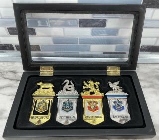 Harry Potter Hogwarts Houses Bookmarks Display Set 24k Gold/silver Plating Case