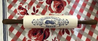 Vintage Advertising Ceramic Rolling Pin Golden Grain Home Made Bread
