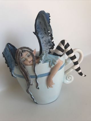 Amy Brown Fantasy Fairy In A Coffee Tea Cup Figurine I Need Coffee Slumber