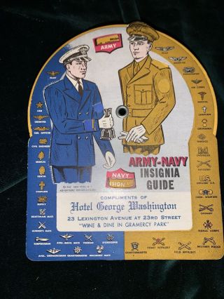 1942 Army Navy Insignia Guide Interactive George Washington Hotel Nyc Vintage