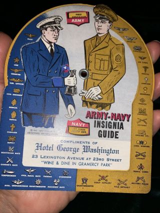 1942 Army Navy Insignia Guide Interactive George Washington Hotel NYC vintage 3