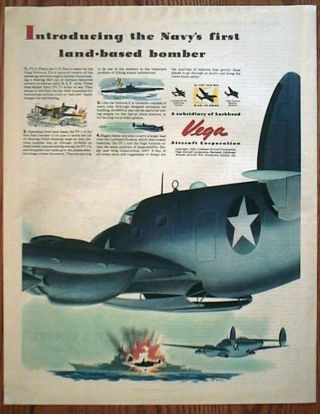 Pv - 1 Navy Vega Ventura Bomber Wwii Ad,  Ad