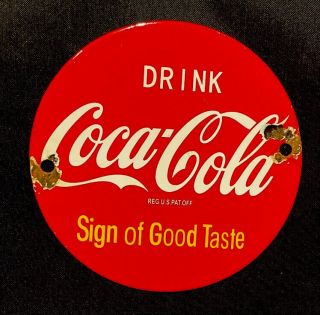 Vintage 1950’s Coke Coca Cola Porcelain Sign Car Truck Oil Gas Soda Pop Food