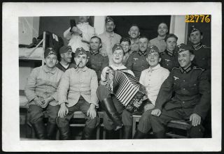 Soldiers Laughing In Nazi Uniform,  Tango Accordion,  Ww2 Vintage Photograph,  1940