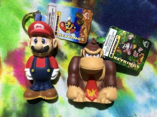 Nintendo Mario Key Chains Squeezies By Alpi Mario & Donkey Kong With Tags Nos