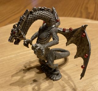 Rawcliffe Pewter Ral Partha Dragon Wilhelm Pp 1230 995 Tsr W/ Red Jeweled Wings