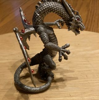 Rawcliffe Pewter Ral Partha Dragon Wilhelm PP 1230 995 TSR w/ Red Jeweled Wings 3