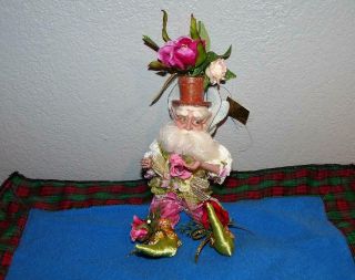 Mark Roberts 10 " Fairy Elf Figure Potted Plant Hat Flowers Poseable Figurine