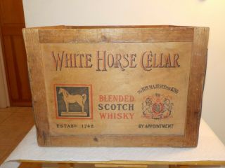 Vintage White Horse Cellar Scotch Whiskey Wooden Crate Box 3