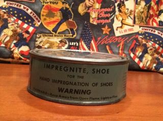 Nos Ww2 Wwii Us Military Army Usmc Shoe Boot Inpregnite Waterproofing Tin Can