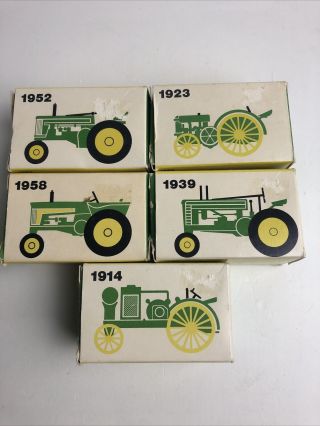 Ertl 5 John Deer Miniature Toy Tractors Vintage Set Diecast 1914 - 1958 Nib