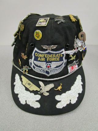 Vintage Authentic Usaf Confederate Air Force Ghost Squadron Hat,  Pins