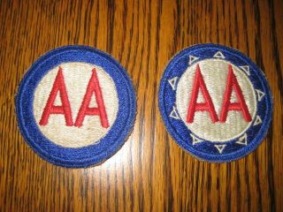 (2) Vintage Ww2 Us Army Anti - Aircraft Command Aa Shoulder Military Cloth Patch