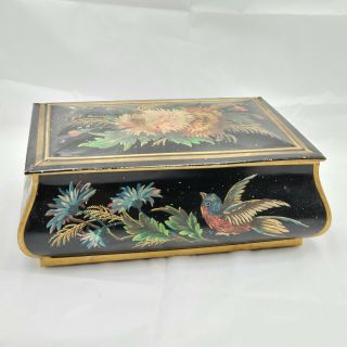 Vintage French Biscuit Candy Tin Box Hand Painted