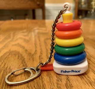 Fisher - Price Rock - A - Stack Keychain Keyring Basic Fun Miniature Pull Toy Doll