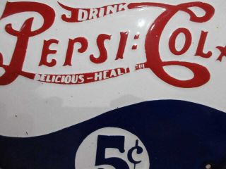 Porcelain Pepsi Cola 5C Enamel Sign Size 12 
