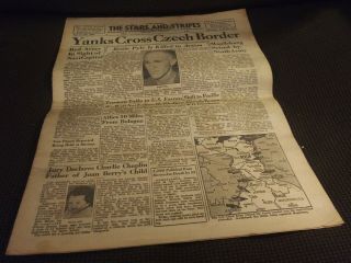 April 19 1945 Stars And Stripes Newspaper Paris Edition Yanks Cross Czech Border