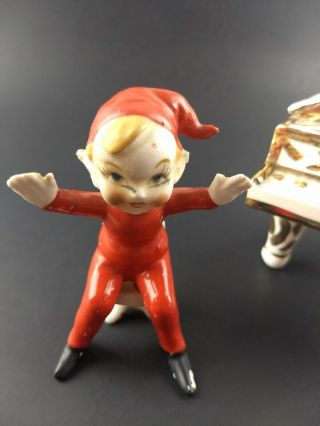 Vintage Elf Playing Piano Figurine L & M Lipper & Mann Japan with 2 Ashtrays 3
