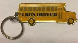 Abbey Press 1 School Bus Keychain Ring Fob Yellow Enamel Metal Engraved Kj
